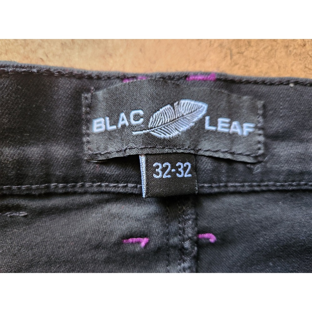 Blac‎ Leaf Wisdom and Legacy Mens Black Denim Jeans 32x32 Patches Streetwear Y2K - Picture 11 of 16